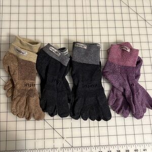 4 pair Injinji Running Socks in Pink, Brown, and Black x2